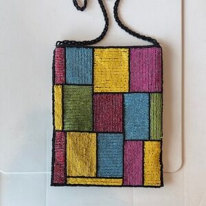Hand-Beaded Multicolor Patchwork Crossbody Bag
